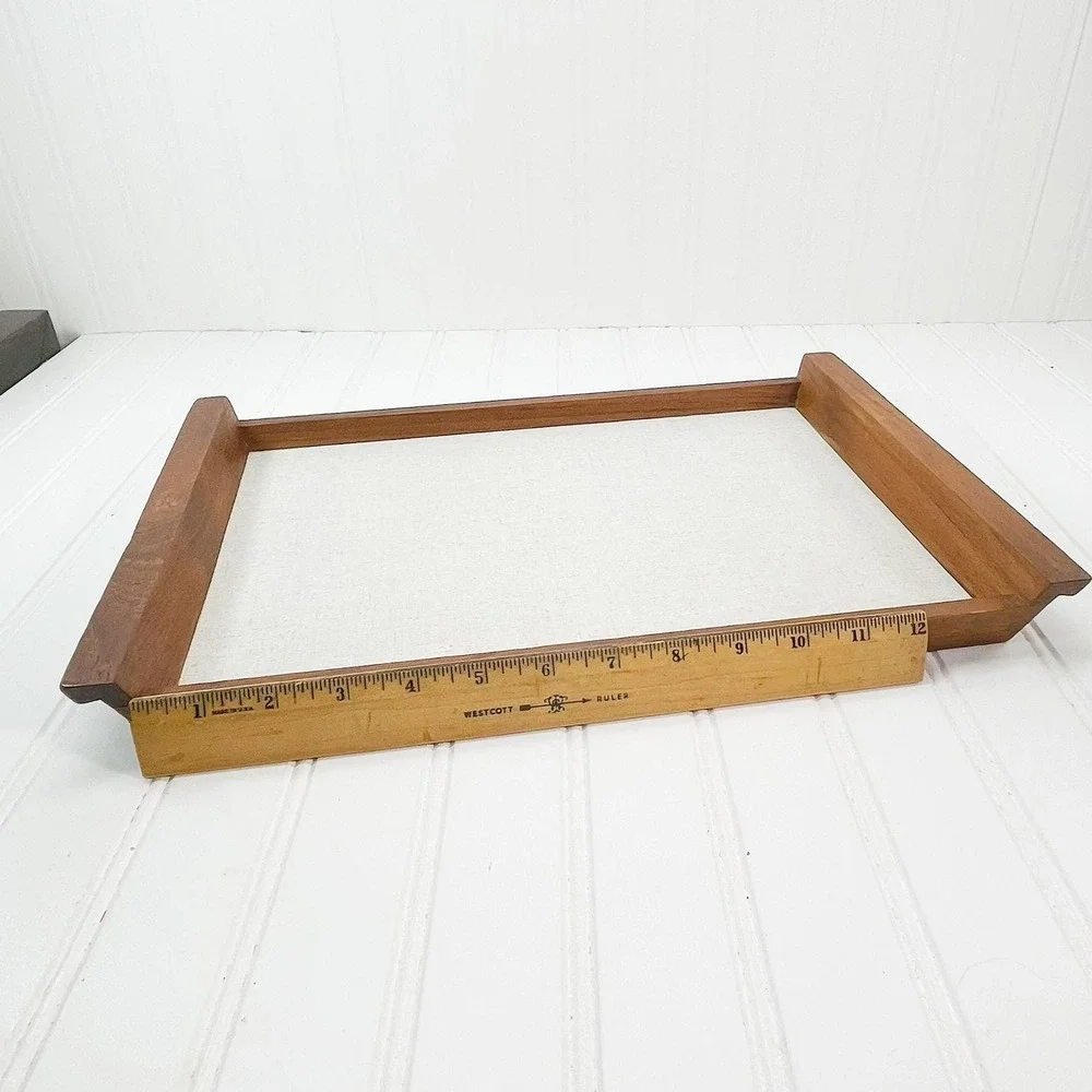 Midcentury Modern Teak Appetizer Tray with Wood Handles